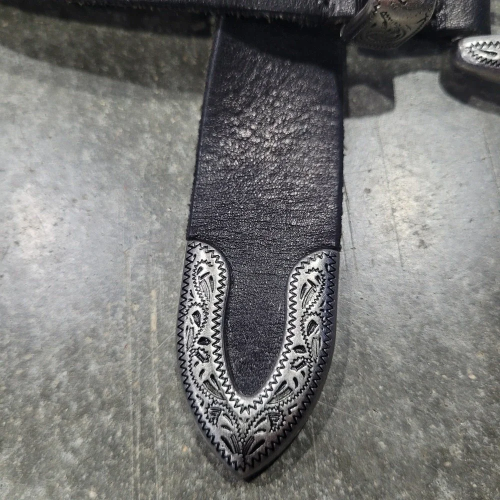 Urban Outfitters Belt Black Sml Western Etched Cowboy Cowgirl Ranch Rodeo Scroll